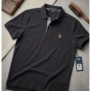 U.S. Polo Assn. Mens Luxurfeel Black Polo Shirt Size Small